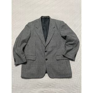Vintage Corragio black glen check cashmere two button blazer size 43R